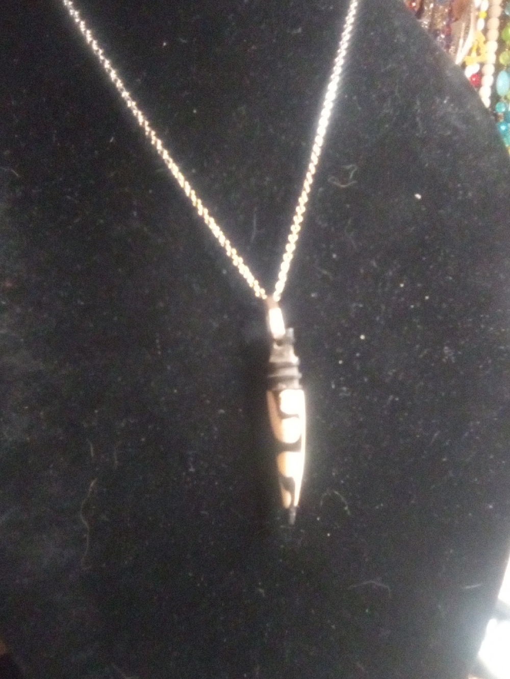 Carved bone pendant on chain